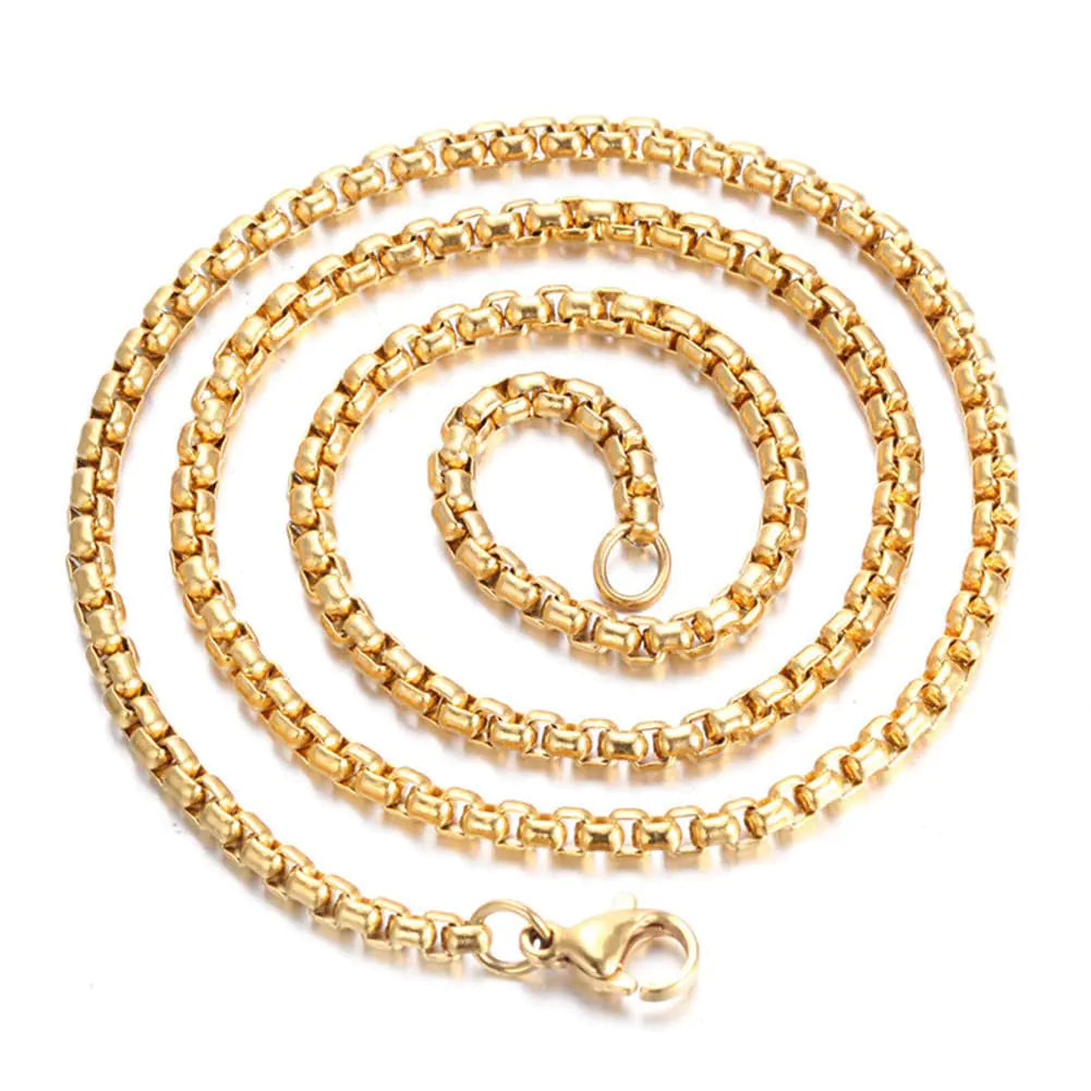 Gold Square Rolo Chain Necklace - 18" Stainless Steel